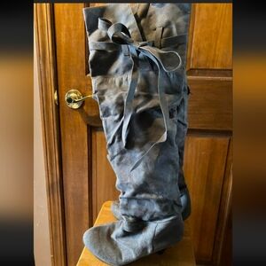 Not Rated Over-the-Knee Suede Boots in Charcoal Gray